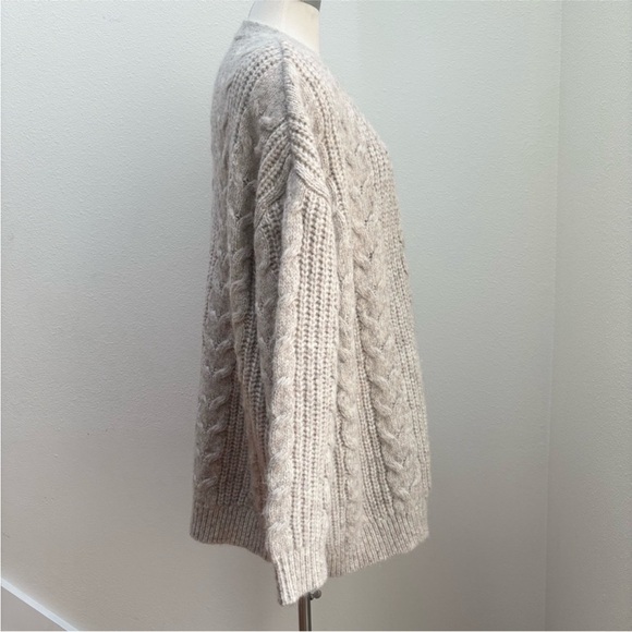 Jenni Kayne Cocoon Cardigan Cable Knit Sweater Oversized Taupe Beige Size Xl - Picture 10 of 14